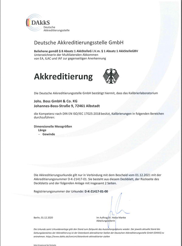 Akkreditierung Kalibrierlabor